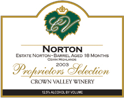 Crown Valley Winery 2002 Norton (Missouri)